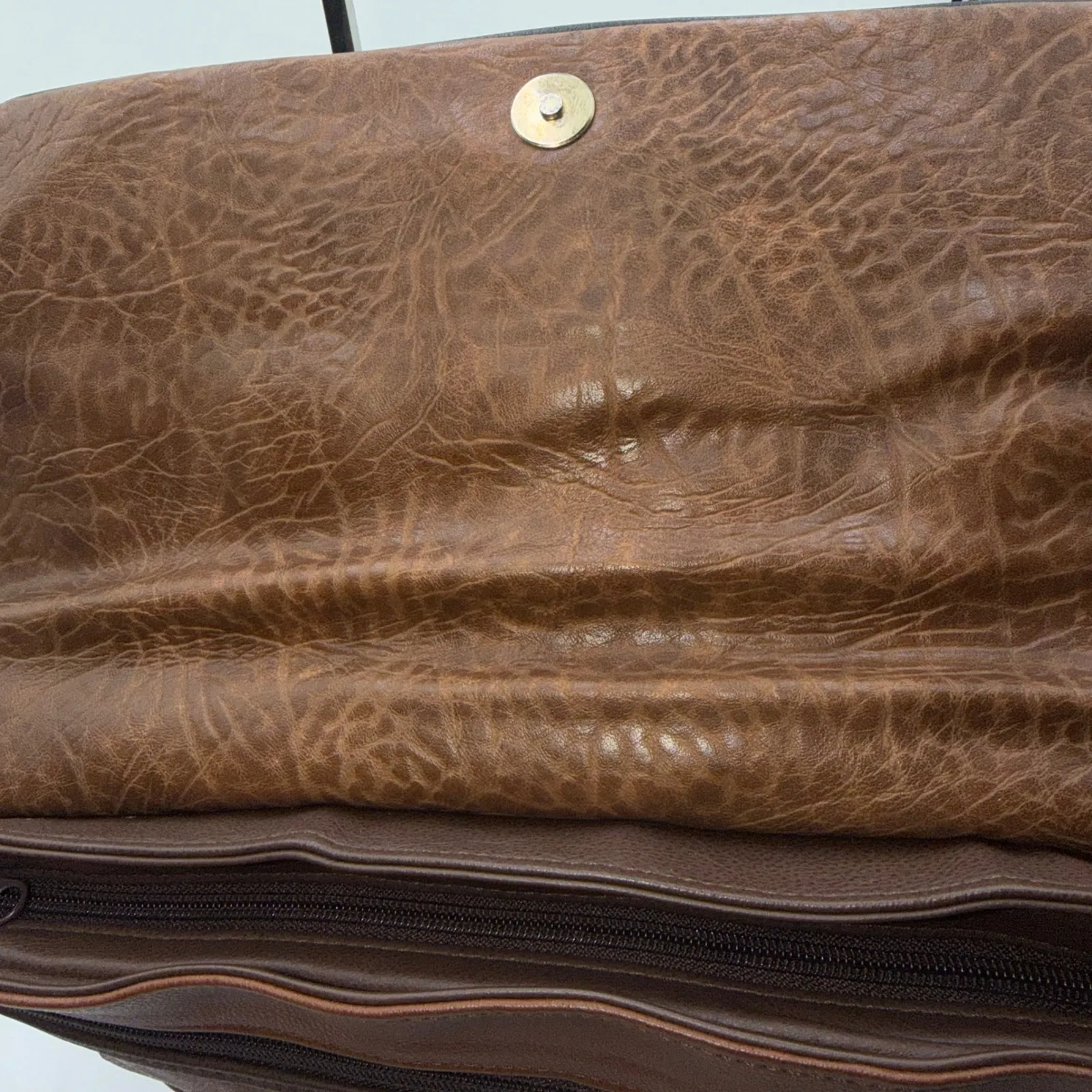 Vintage Made in USA Brown Leather Patchwork Shoulder Bag Leopard Print Snake - Image 5