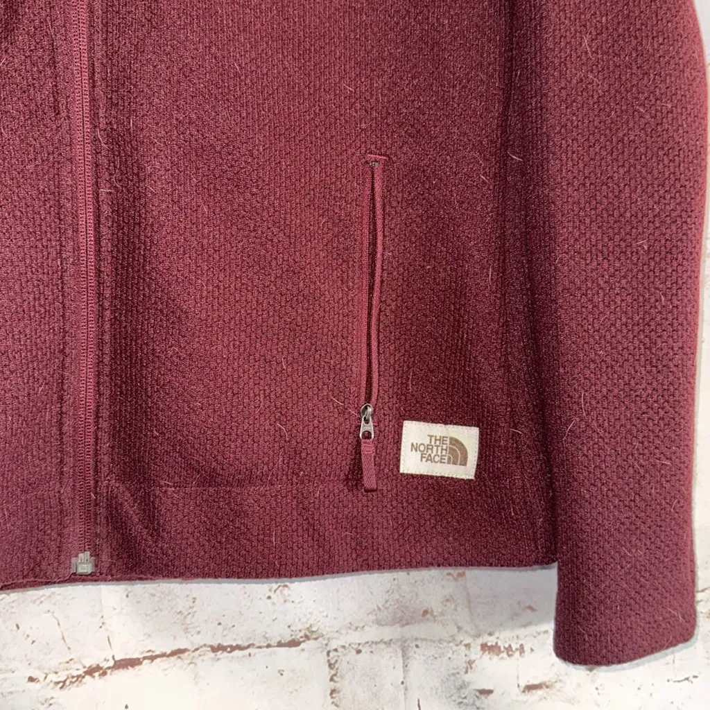 The North Face Maroon Full-Zip Jacket Hoodie Sweater Women’s S Sibley fleece - Image 2