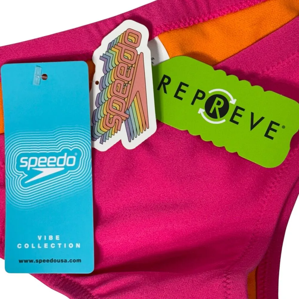 Speedo Endurance Medium Cheeky Hipster Bikini Bottoms Swim Lined Drawstring Pink - Image 3
