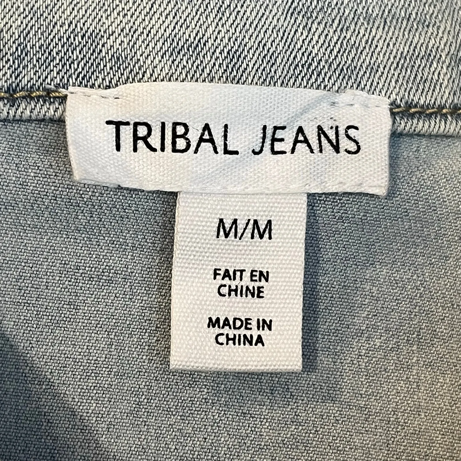 Tribal Light Blue Jean Jacket Pastel‎ Stitching Medium - Image 5