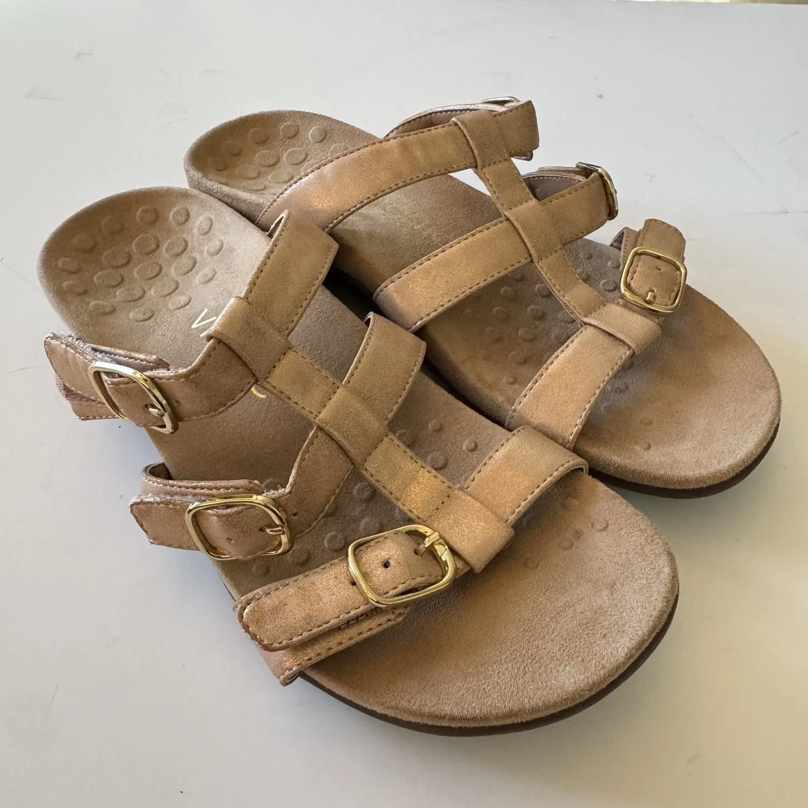 Vionic  Misa Rose Gold Women's Size 8  Hook & Loop Slip On Three Strap Sandals - Image 10