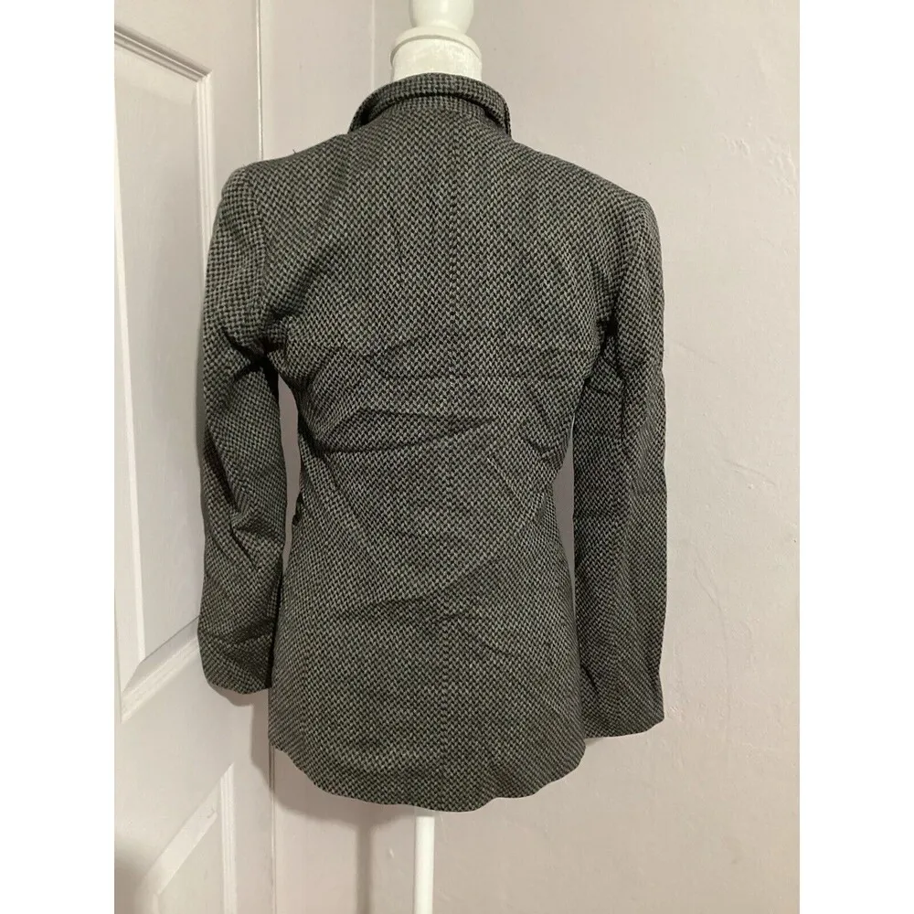 Lafayette 148 Gray Houndstooth Single Breasted Wool Blazer Shoulder Pads 0 - Image 3
