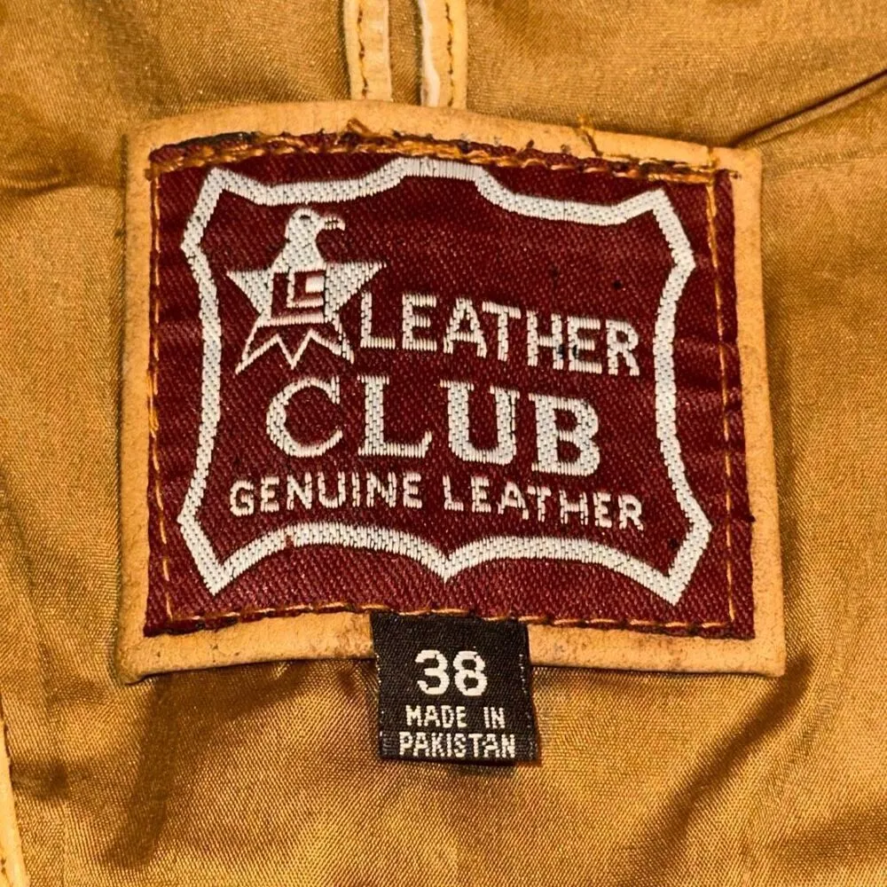 Leather Club Harley Davidson Biker Vest Brown Size 38 - Image 6