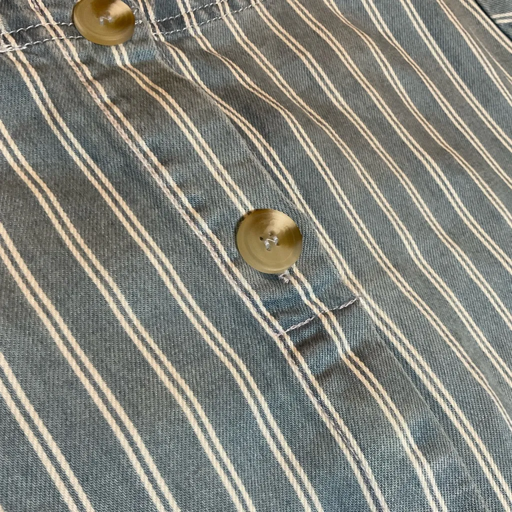 Impressions Sky Blue and White Striped Dress with Buttons‎ closure in the back. - Image 4