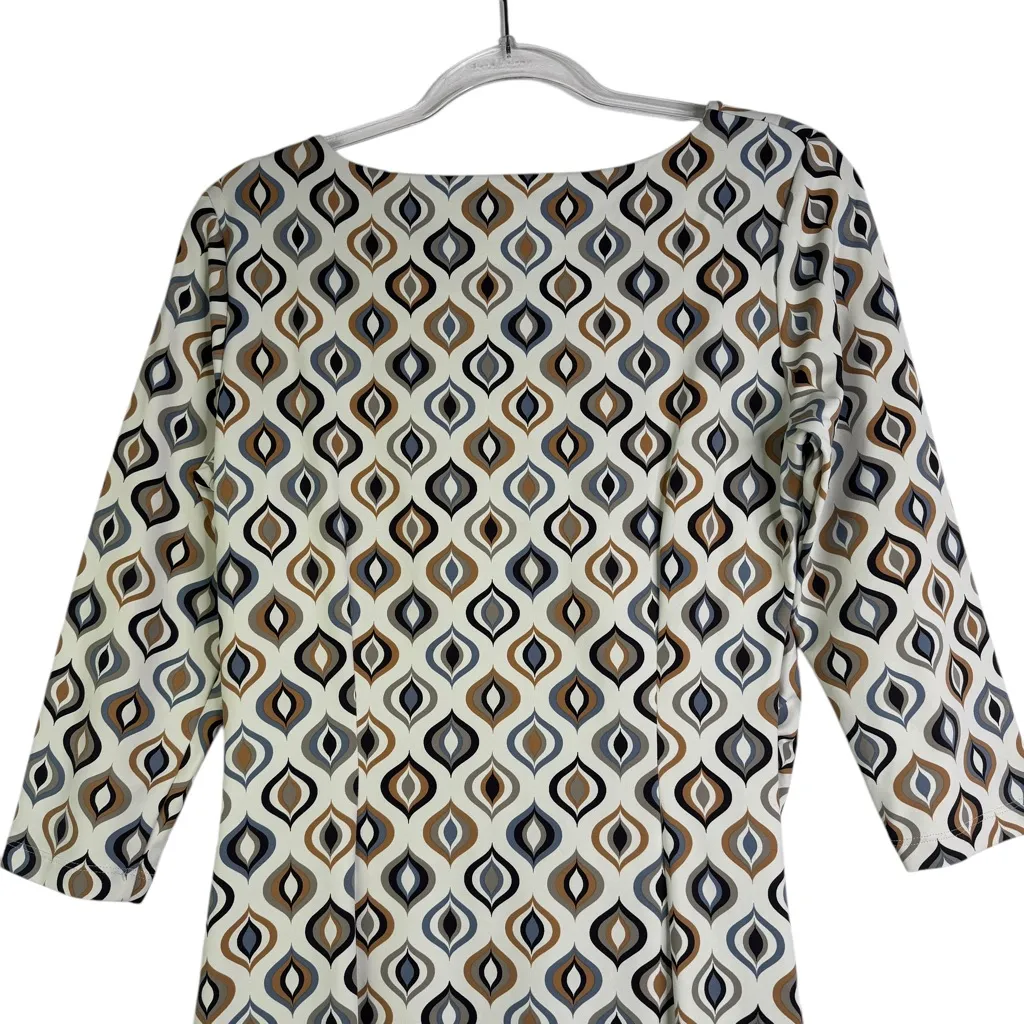 J. McLaughlin Catalina Cloth Retro Mod Knee Length Dress Brown‎ Cream V - Image 9