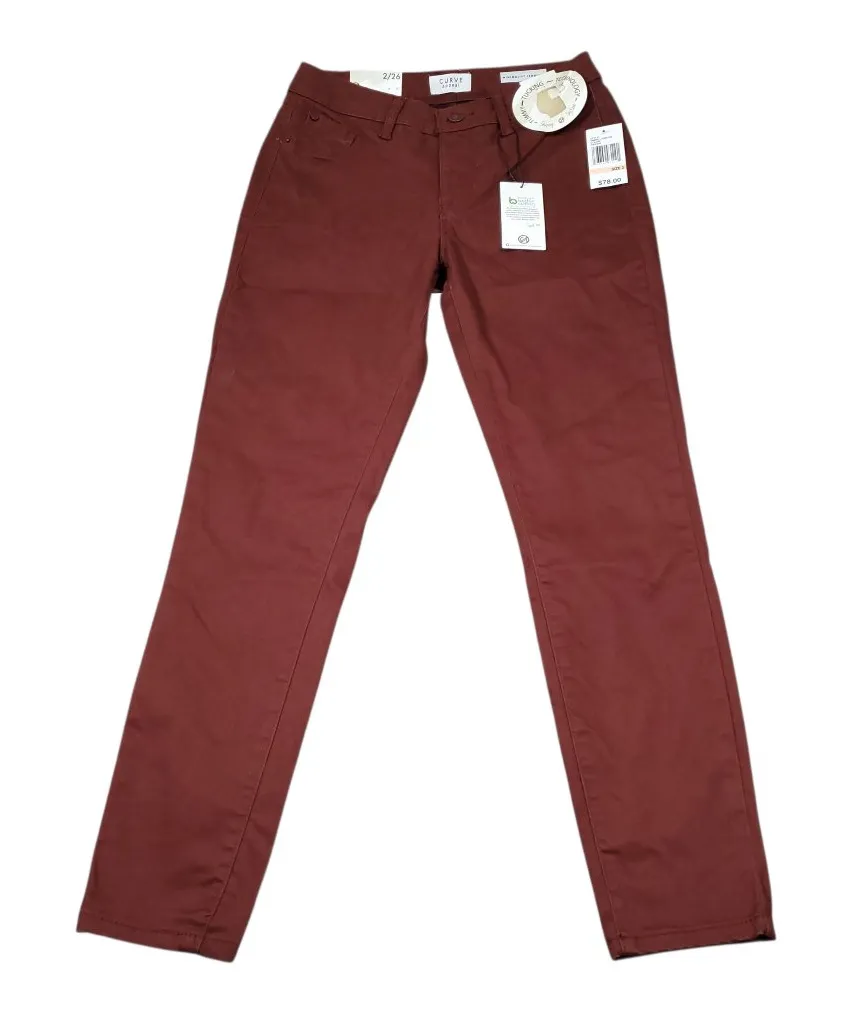 Curve Appeal Twill Minimalist Jegging Pants Stretch Dark Brown Women's Size 2 26 - Image 1