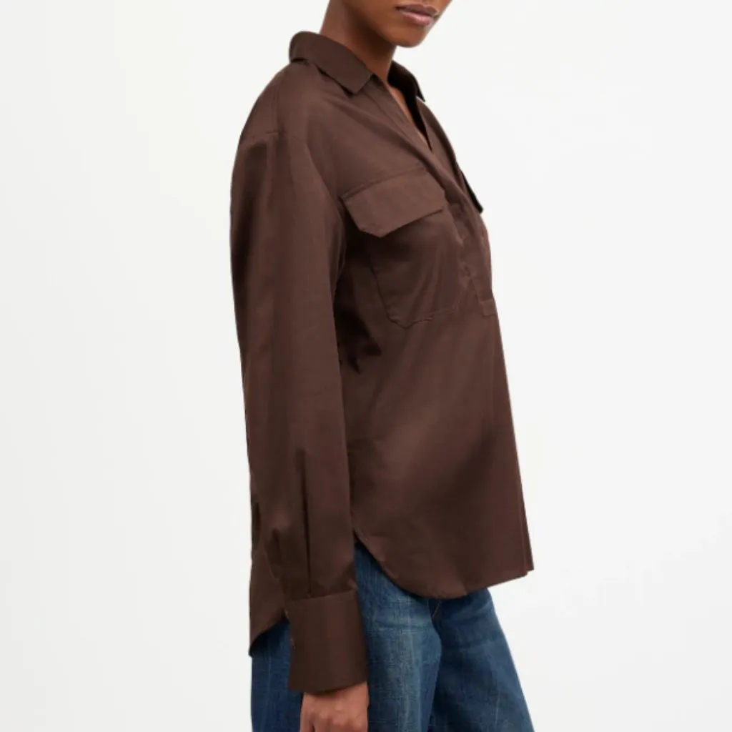 Madewell Top‎ Womens Utility Long-Sleeve Popover Brown Size XXS NEW - Image 2