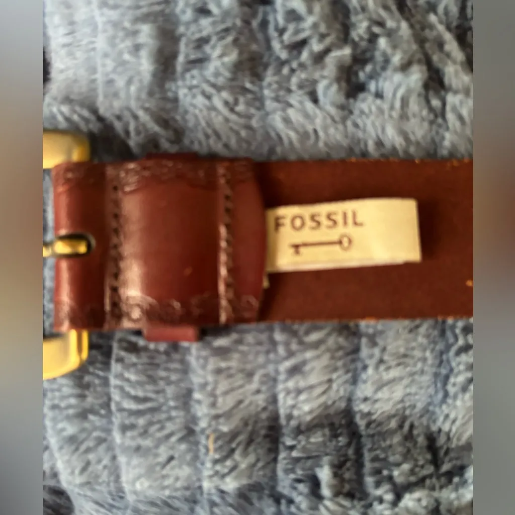 FOSSIL leather topaz rhinestone wide belt size Medium - Image 2