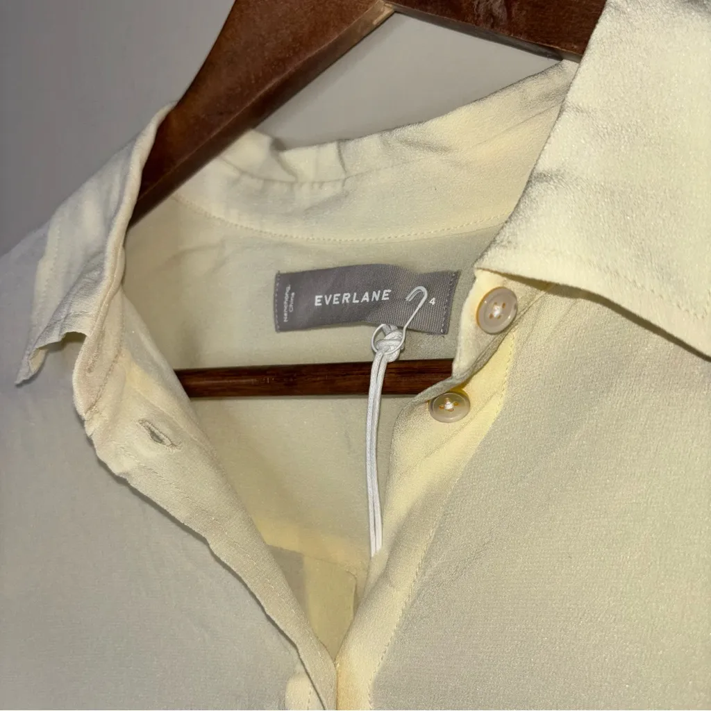 Everlane Clean Silk Relaxed Button Down Shirt in Yellow - Image 6