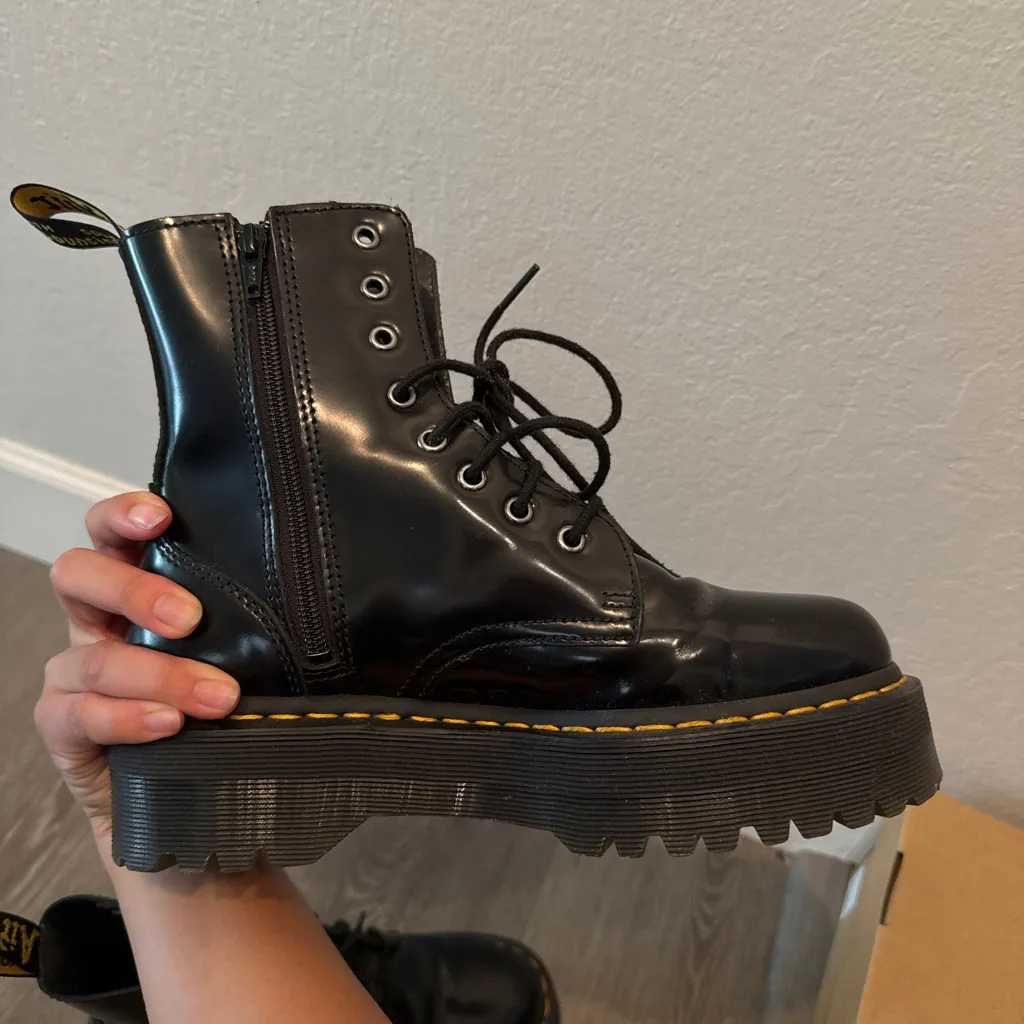 Dr. Martens Jadon Black Boots Polished Smooth Quad Retro 15265001 Unisex - Image 7