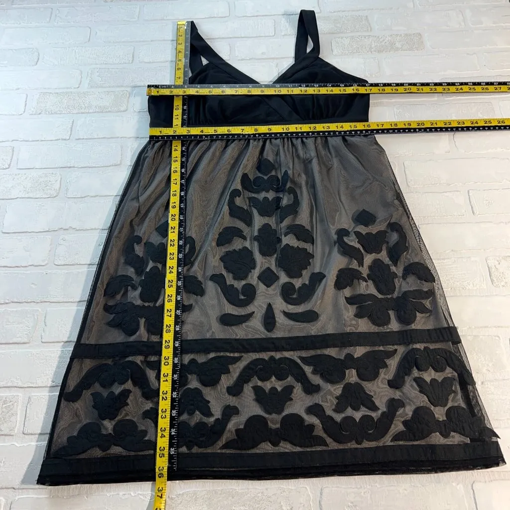 Inc International Concepts Dress L Black Mesh Embroidered V - Image 2