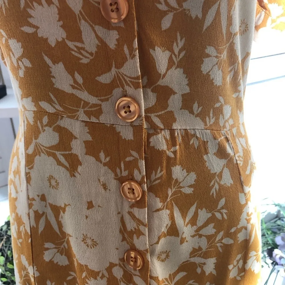 Band of Gypsies Floral hippie boho Midi Dress Cream Orange oversized sz XS - Image 11