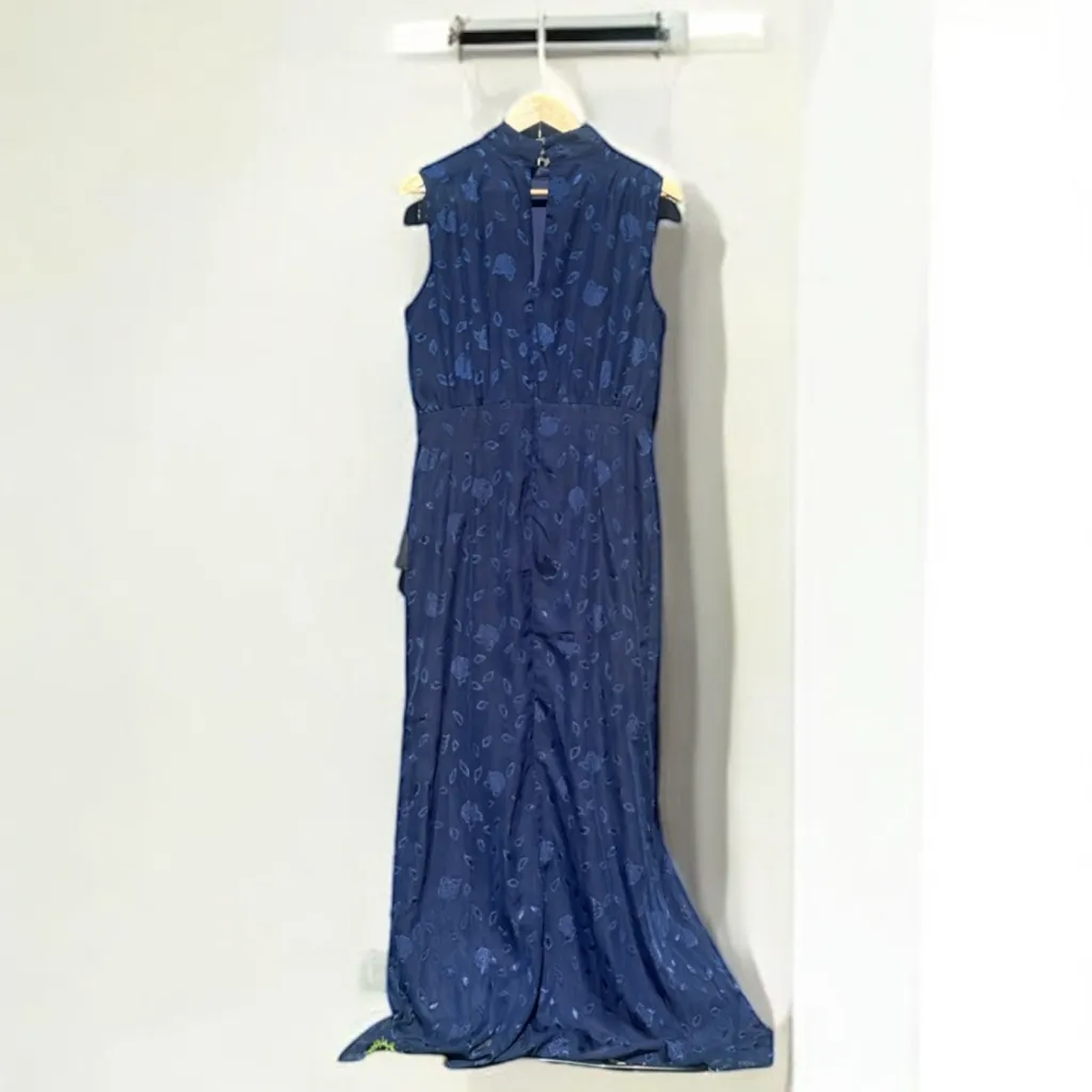 LULUS Classic Elegance Navy Blue Burnout Mock Neck Maxi Dress NWT - Image 11