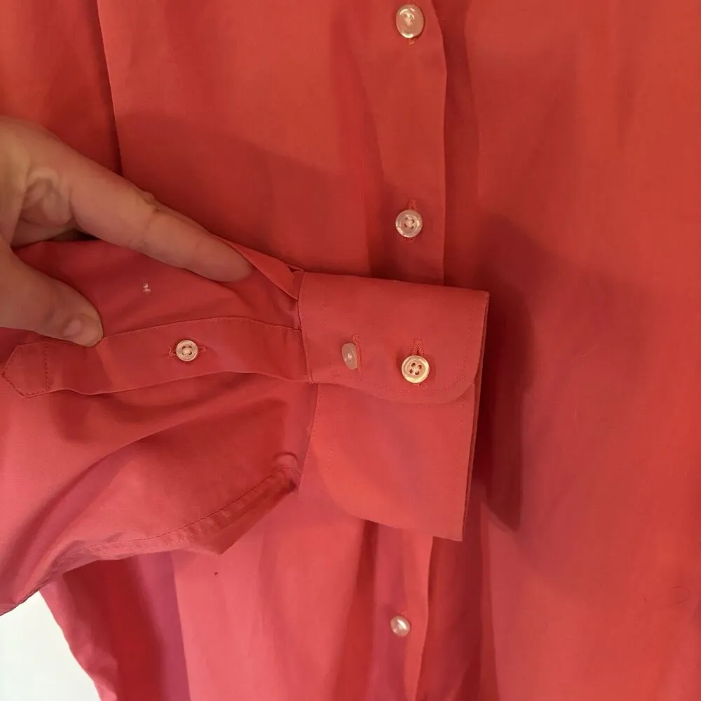 Lands End Shirt Women's Plus 22W Salmon Pink Long Sleeve Button Up Work Office - Image 3