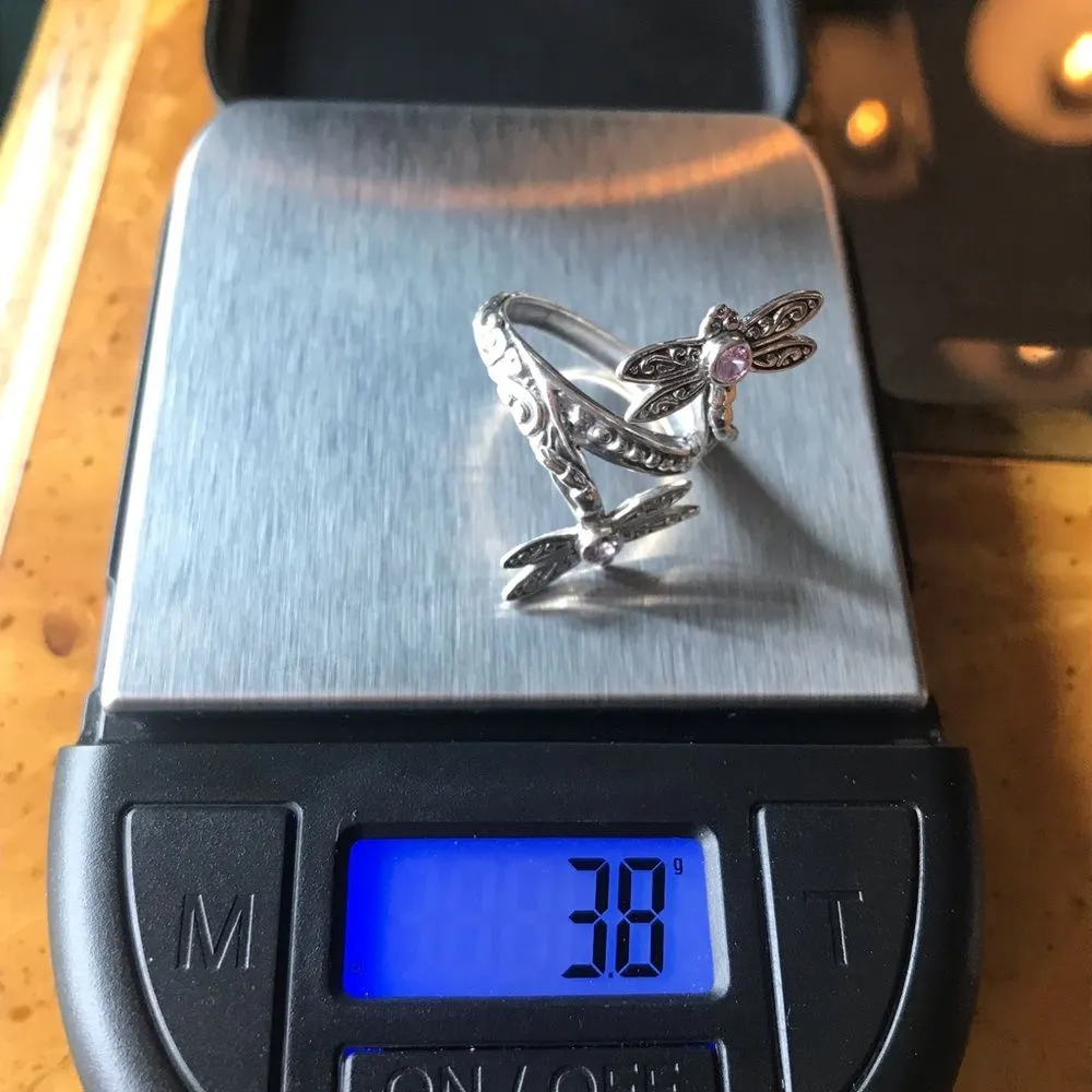 Madagascar Pink Sapphire Sterling Silver Dragonfly Ring Size 7 - Image 6