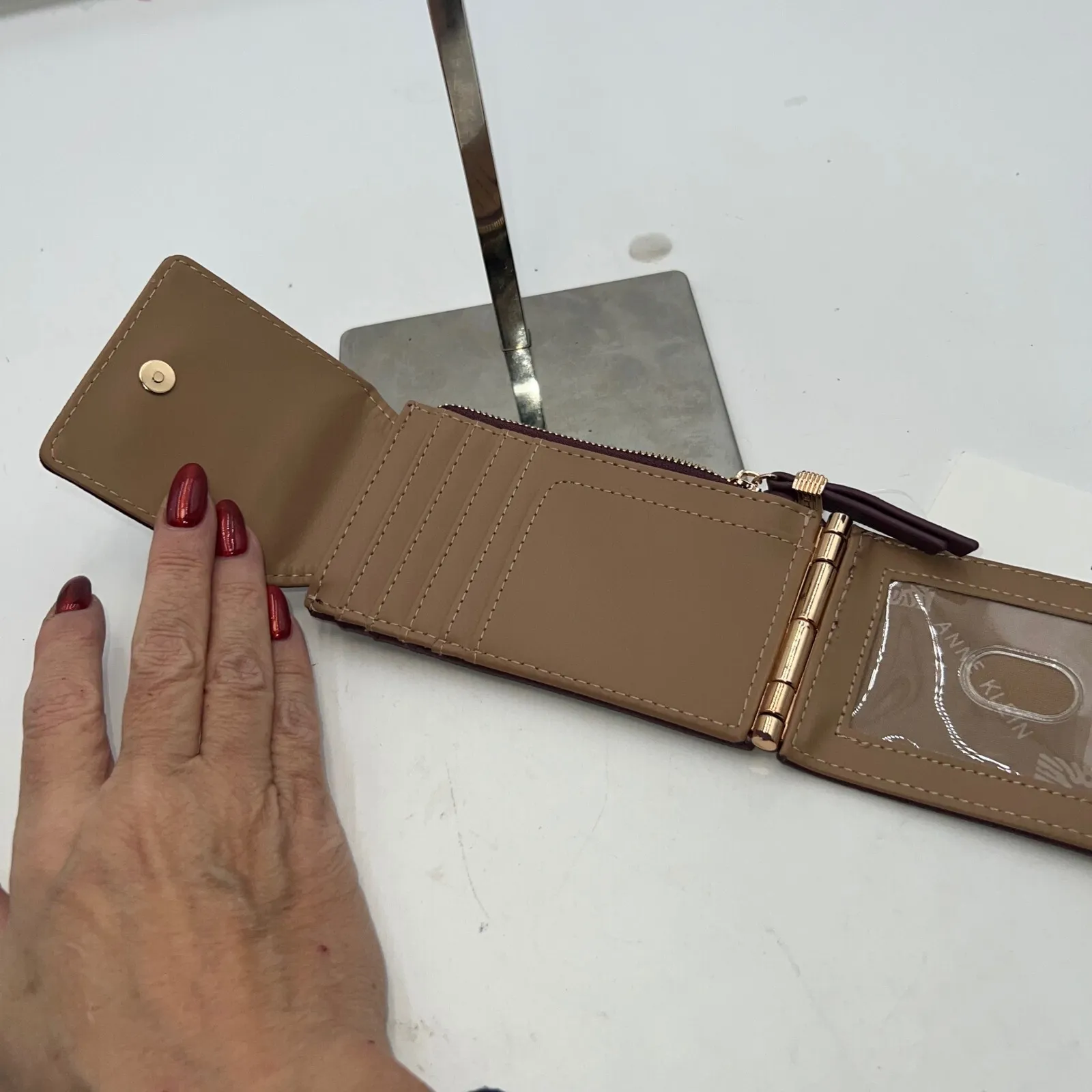 Anne Klein Berry AKW1553 Flap Hinge Wallet Card Holder Zip Coin Pouch - Image 4