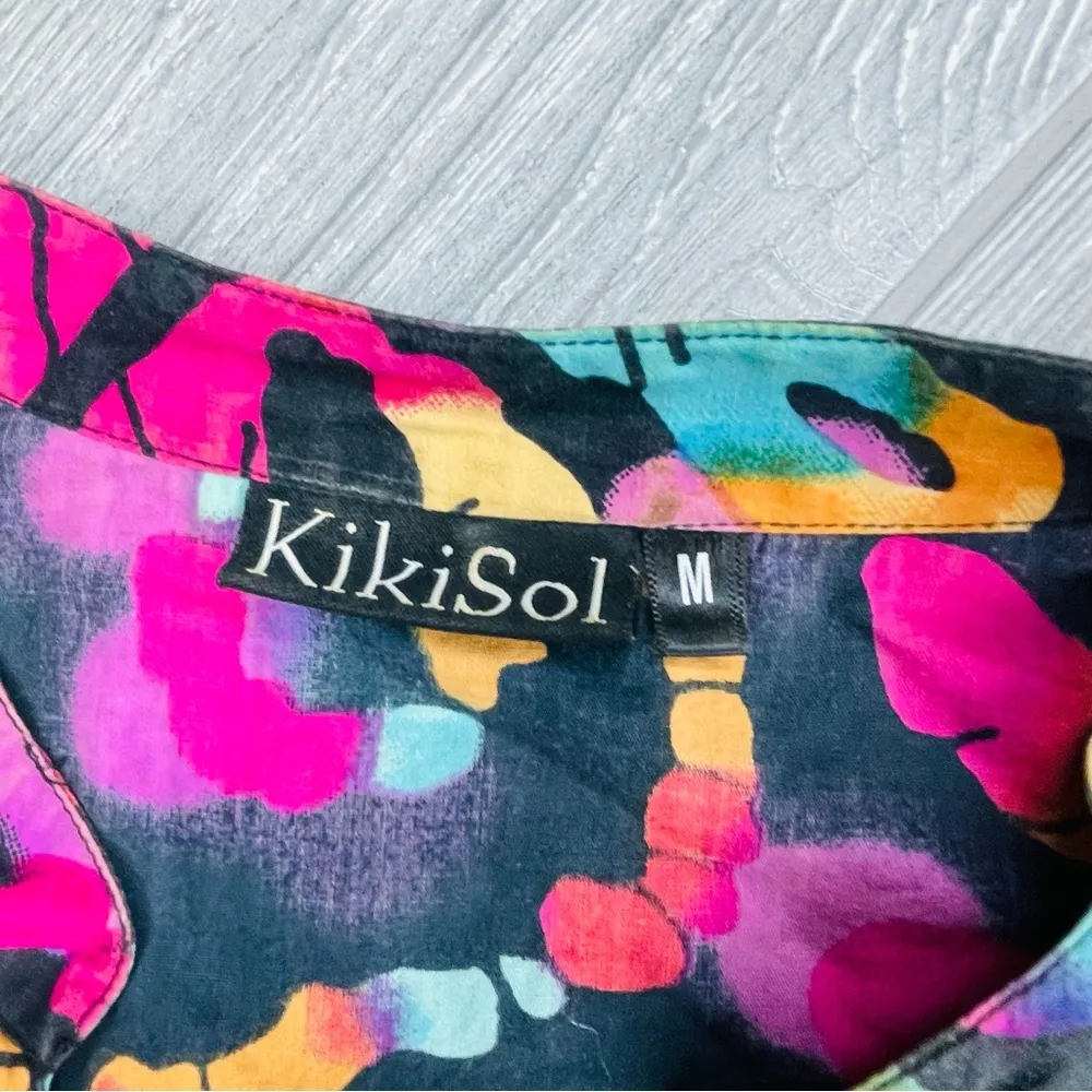 Long sleeve tie dye kiki sol rainbow floral long sleeve dress tropical beach m Pink Size M - Image 4