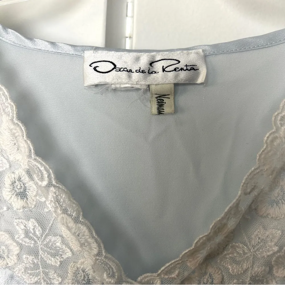 Oscar de la Renta Vintage Nightgown with Lace Trim Baby Blue - Image 3