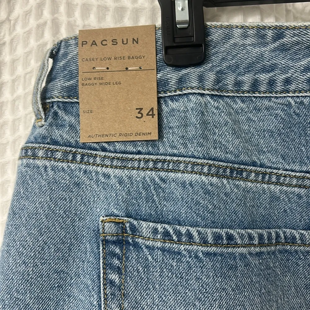 PacSun Casey Low Rise Baggy Wide Leg Jeans Women's 34 SHORT Blue Denim NWT - Image 8