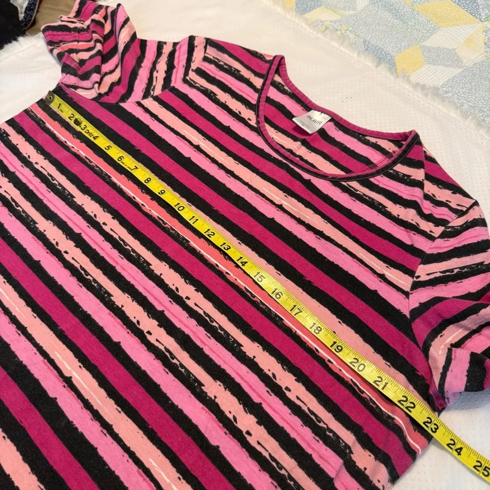 Blair Shades of Pink Black Striped Shirt Women’s Size XL Short Sleeve - Image 5