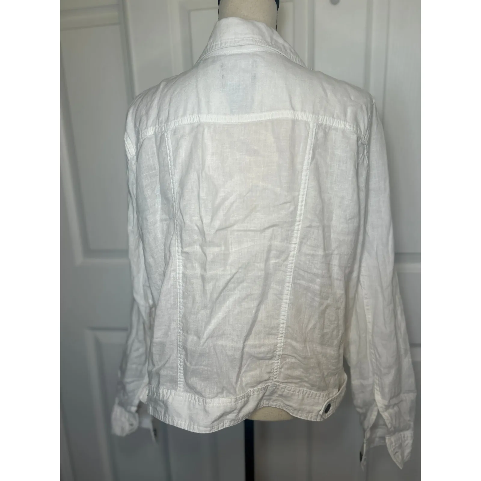 JNY Jones New York‎ White Linen Jacket Women's XL Button Up Casual Coat - Image 5