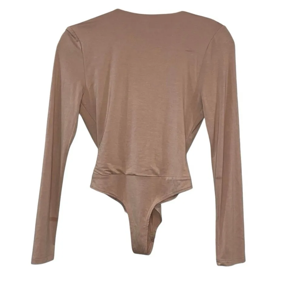 Dainty Hooligan Nude Wrap Bodysuit Small Clean Girl Aesthetic Long Sleeve - Image 2