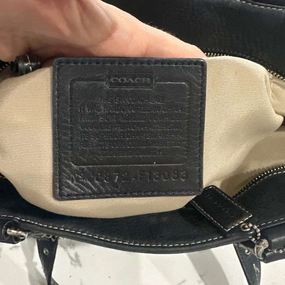 COACH Hamilton Purse Shoulder Hand Bag Black Pebble Leather Tote, Medium, EUC - Image 4