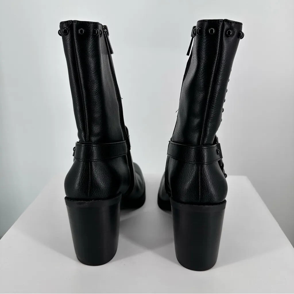 Jessica Simpson Bernique Black Faux Leather Studded Mid-Calf Boots size 11 NIB - Image 8