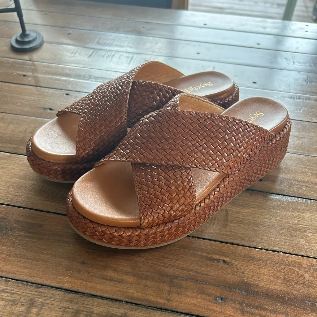 Seychelles Los Angeles Key West Brown Woven Leather Sandals 8 - Image 5