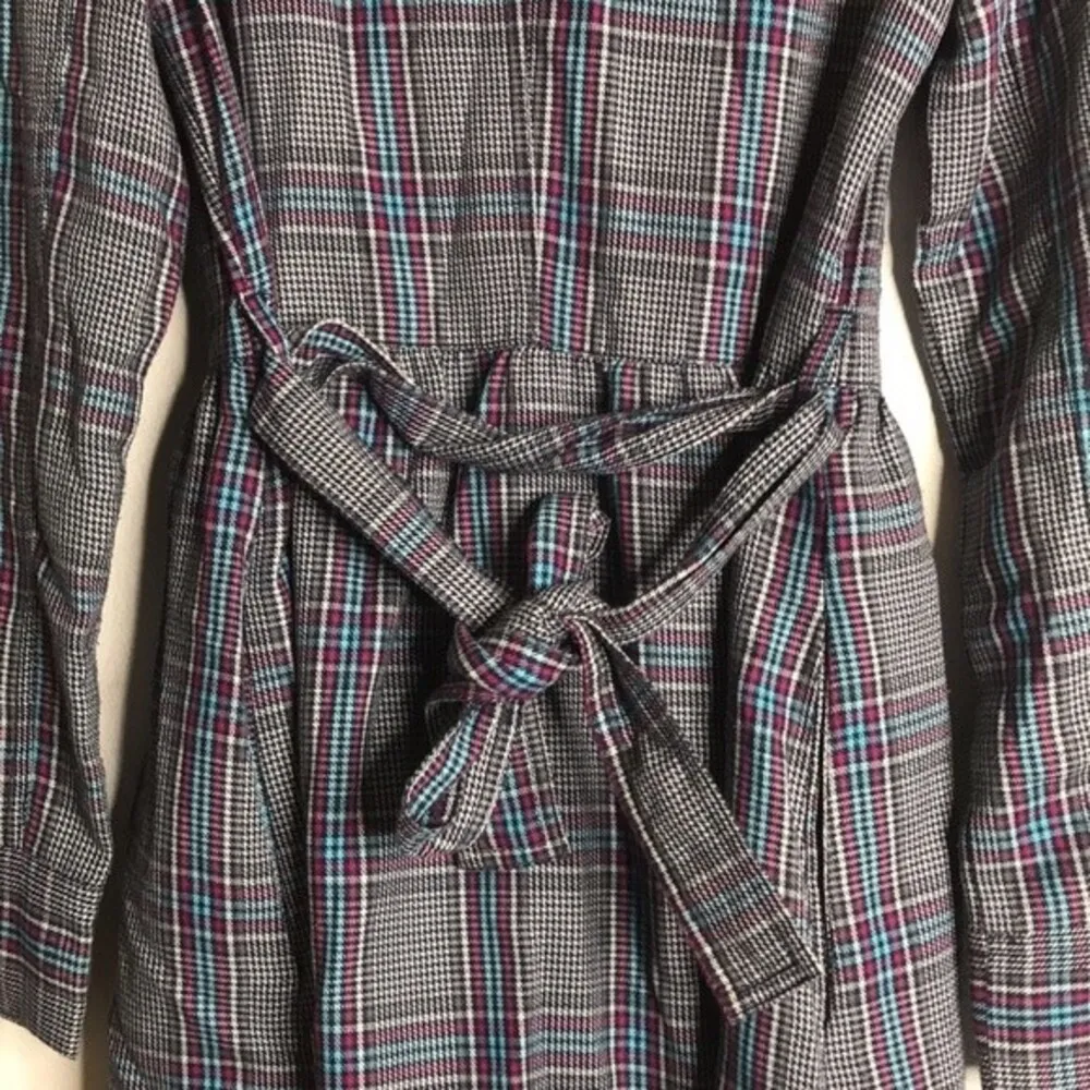 Vintage roxy plaid flannel fall Y2K trench coat size small cute - Image 12