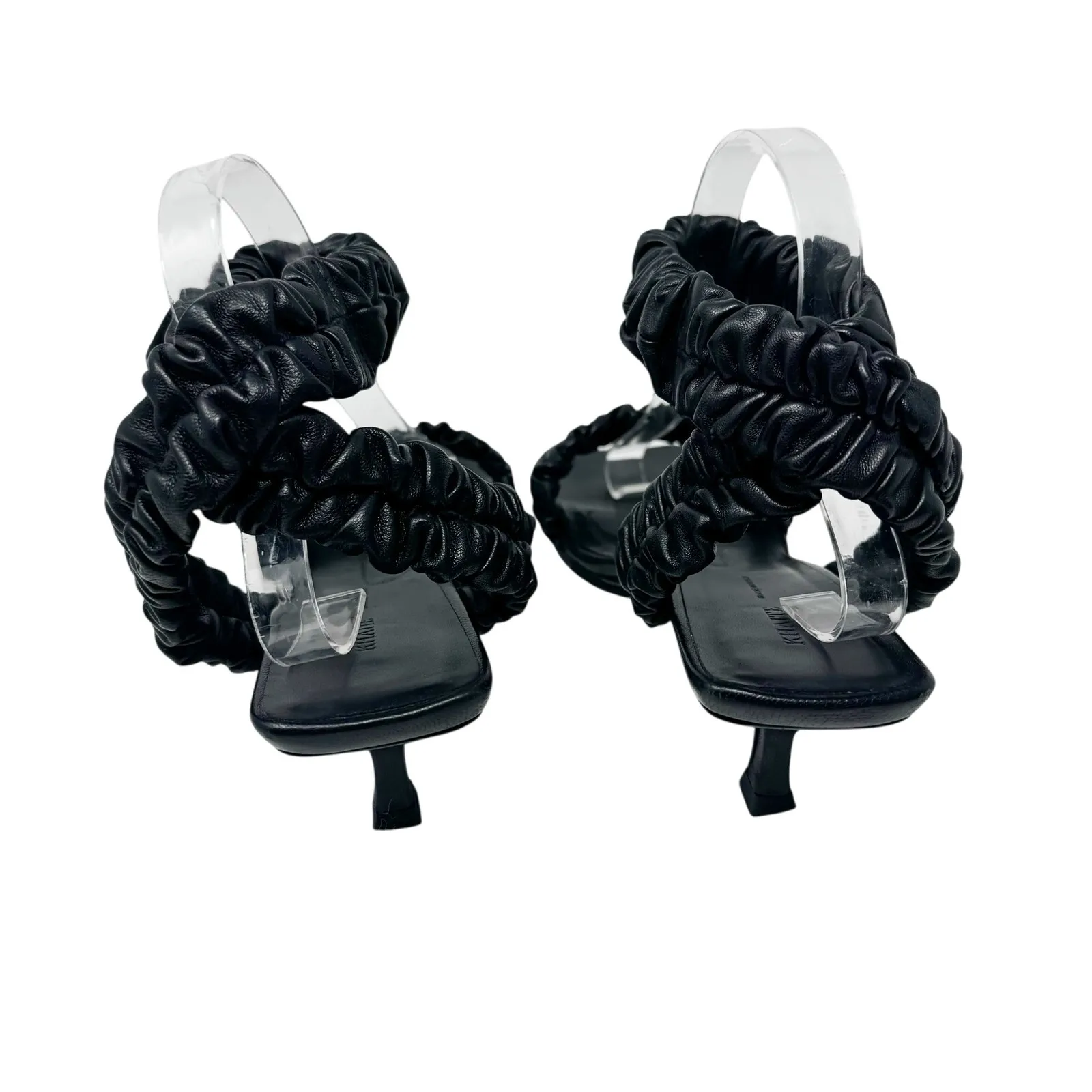 Khaite Lexington Black Ruched Leather Heeled Sandals Size Approx 40.5–41 - Image 4