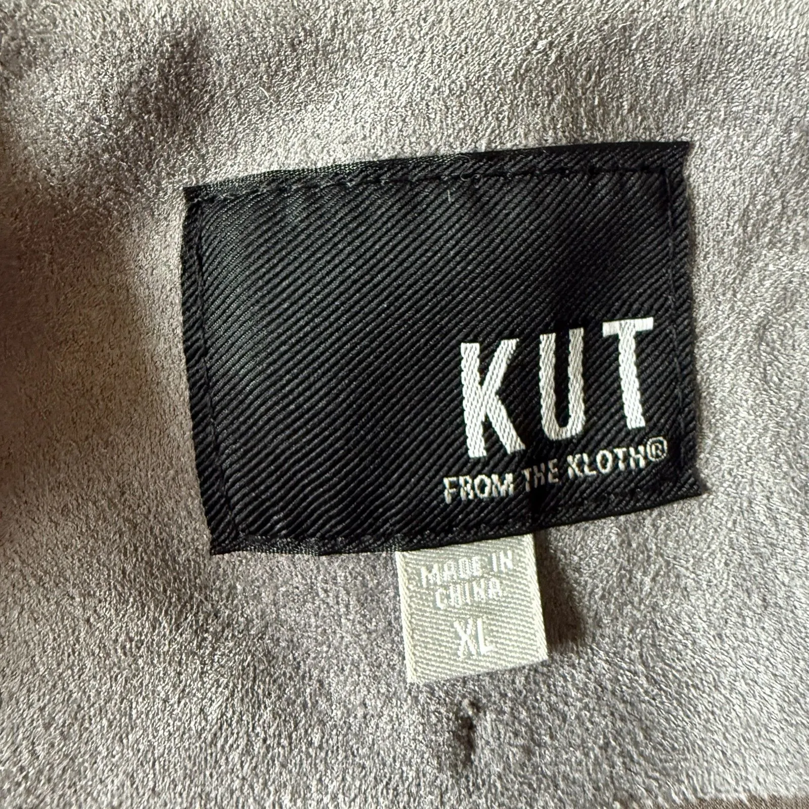 Kut From The Kloth Faux Suede Jaycee Draped Moto Jacket Grey Long Sleeve XL - Image 3