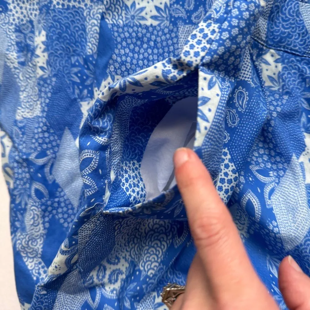 Johnny Was Blue White Patchwork Pants Size Small NWT - Image 4