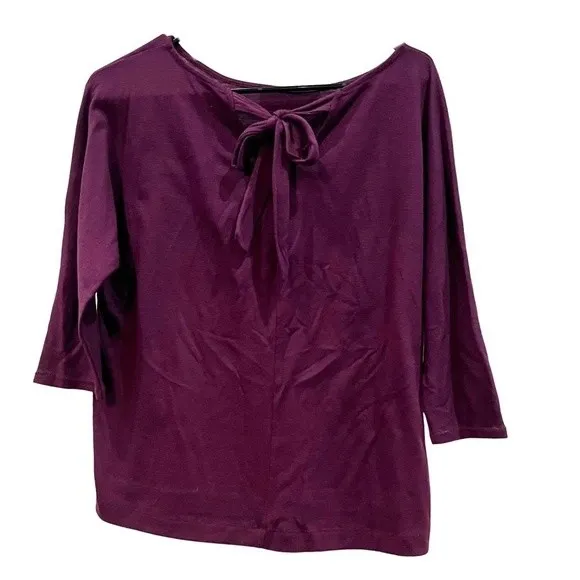 Ann Taylor Loft tie back burgundy knit sweater top size XS - Image 3