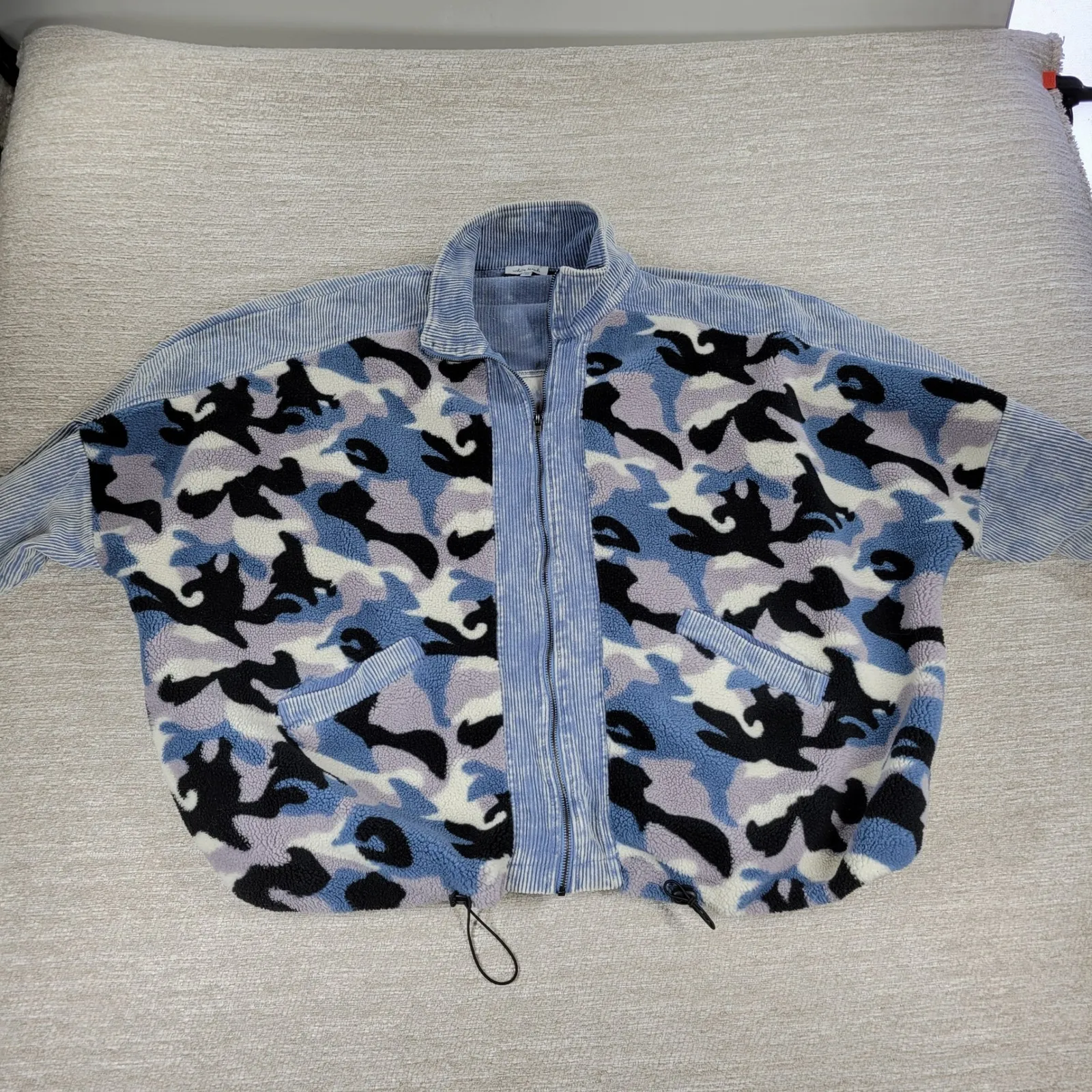 White Birch  Blue Camo Corduroy Jacket 2X Dolman Sleeve Full Zip - Image 16