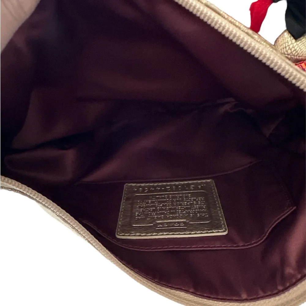 Coach Mia Signature Lurex Top Handle Gold Pouch Purse - Image 7