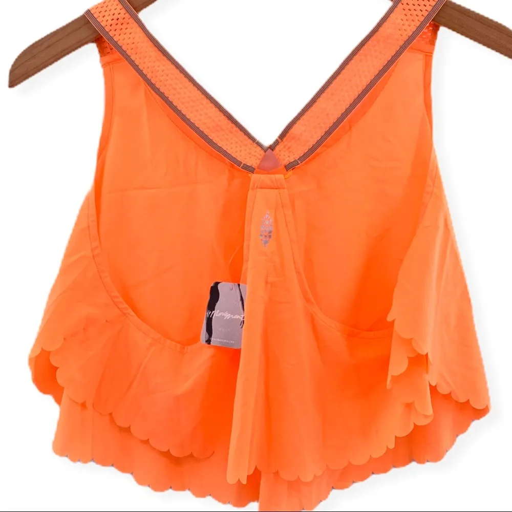 Free People orange cropped running top XS new - Image 4
