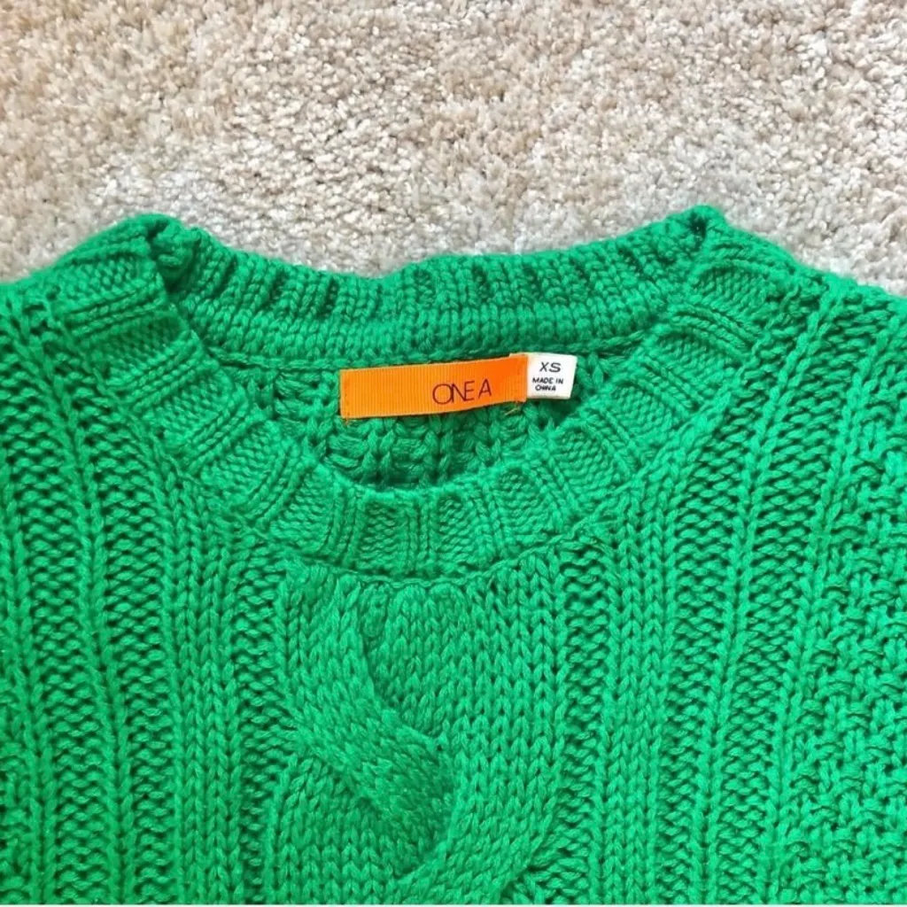 kelly green cable knit sweater Size XS - Image 5