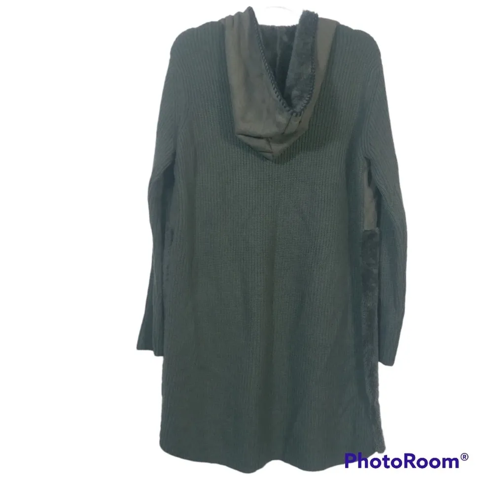 Oliver Long Line Mixed Media Hooded Sweater Cardigan Jacket Size L Size L - Image 2