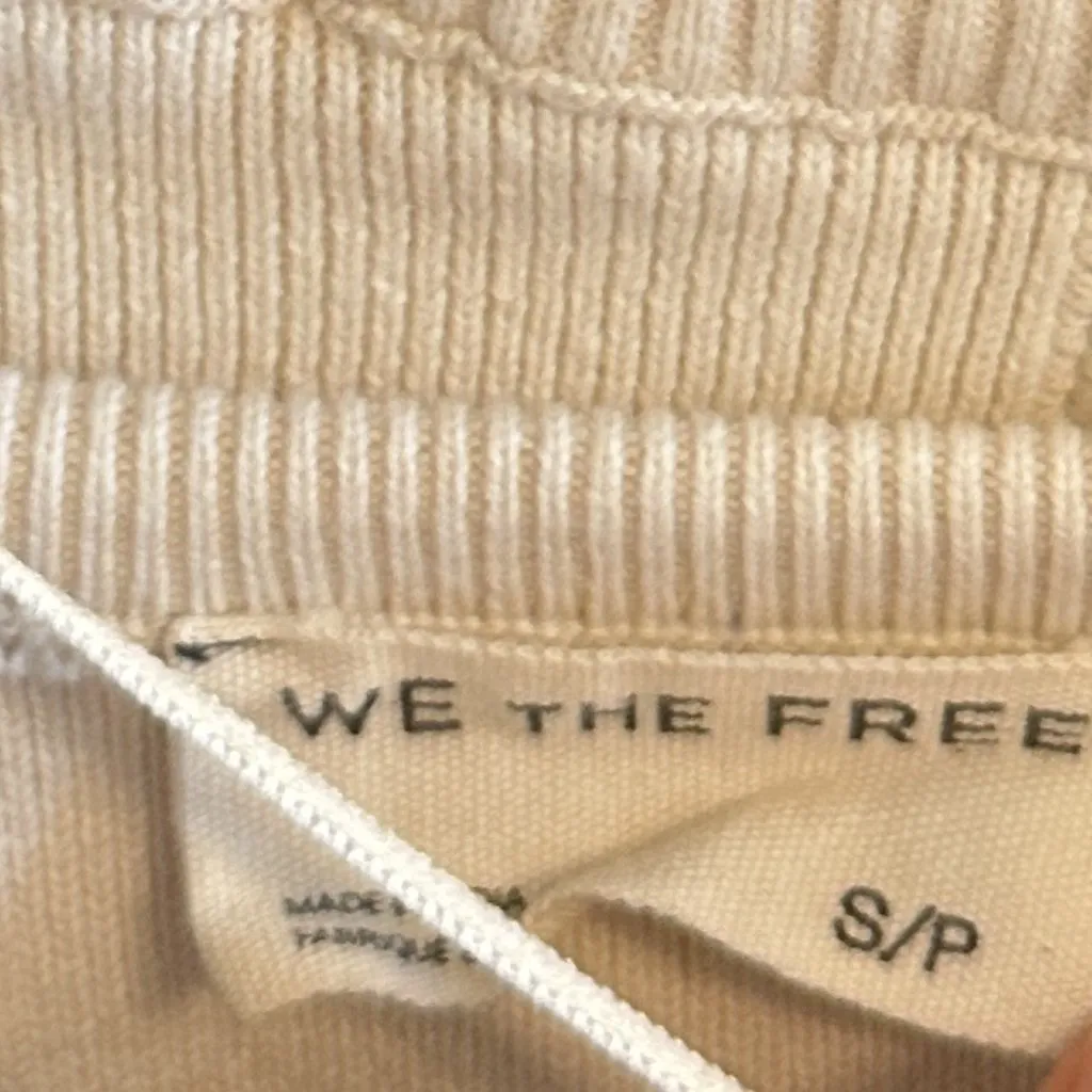 FREE PEOPLE Twosie Cotton Blend Rib Cardigan & Tank Set in Ecru Size Small - Image 4