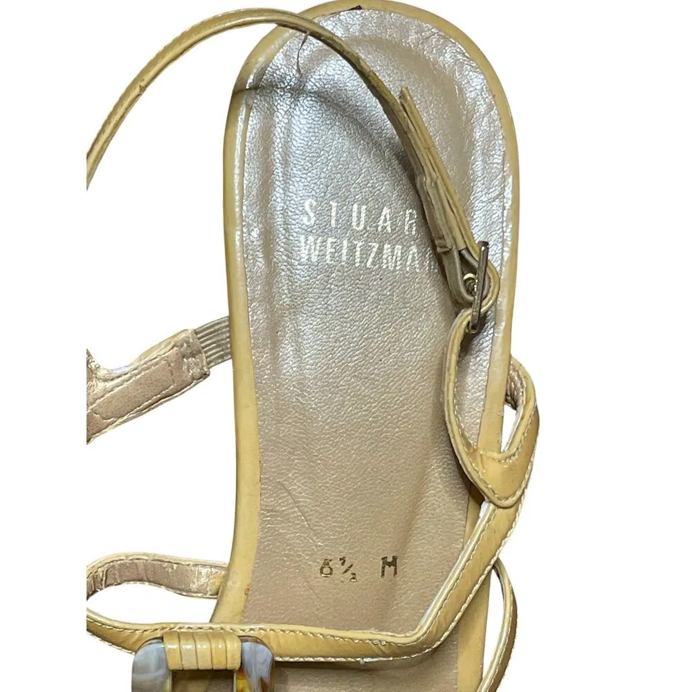 Stuart Weitzman Strappy Tortoiseshell & Leather Wedge Sandals 6.5 - Image 2