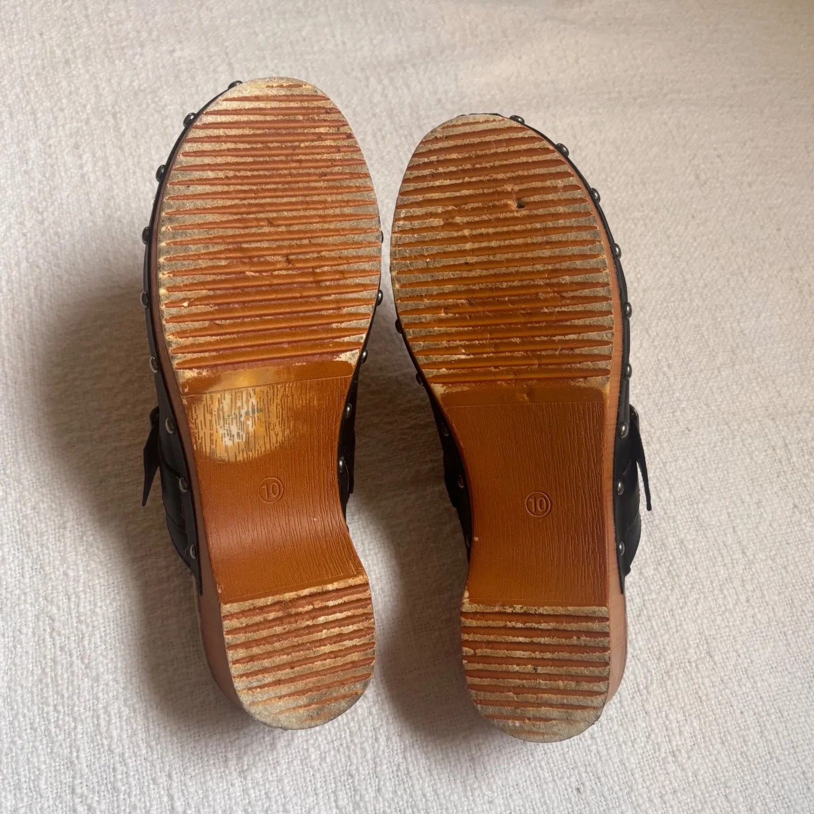 MIA Women's Black Faux Leather Studded Bluckle Slip On Mules Clogs Shoes Size 10 - Image 6