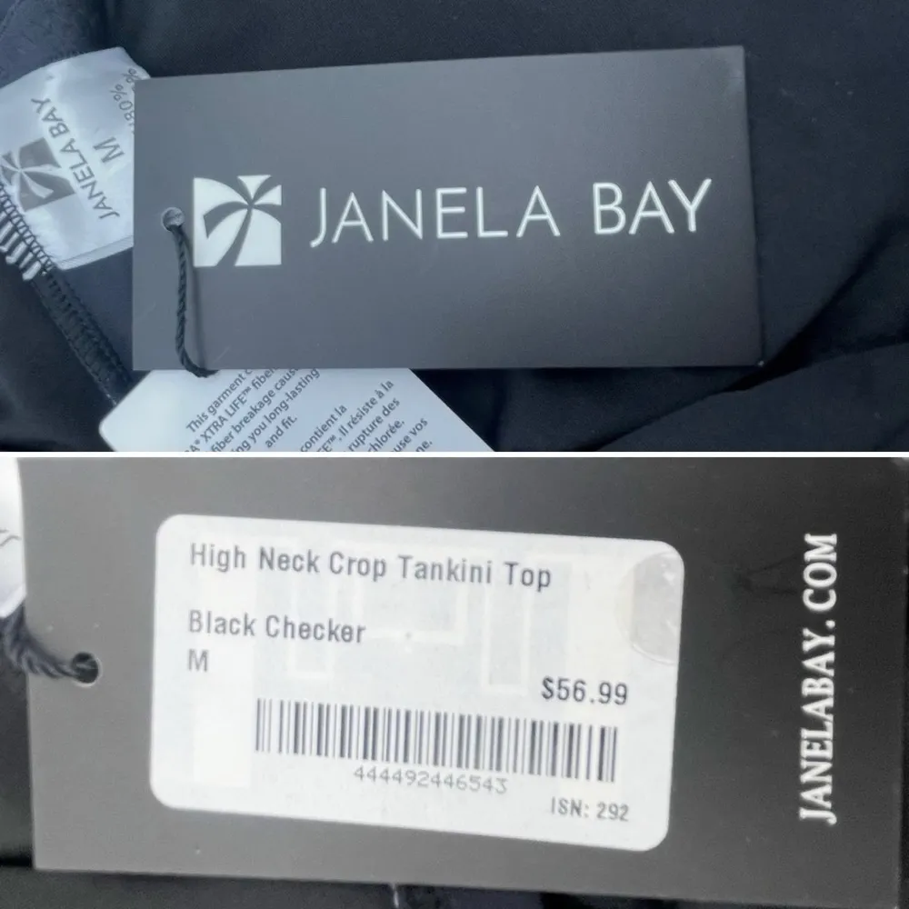 NWT Janela Bay Black Windowpane Halter Tankini Size Medium Modest Swimsuit Set - Image 9