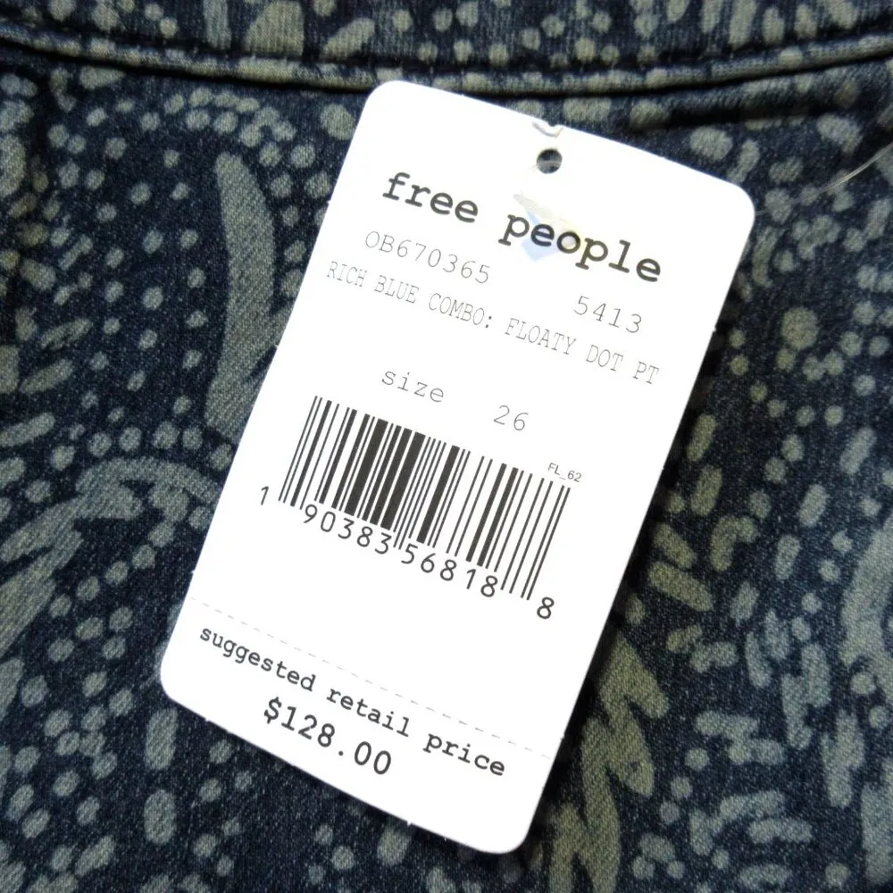 NWT Free People Float on Dot Print Embroidered Embellished Super Flare Jeans 26 - Image 5