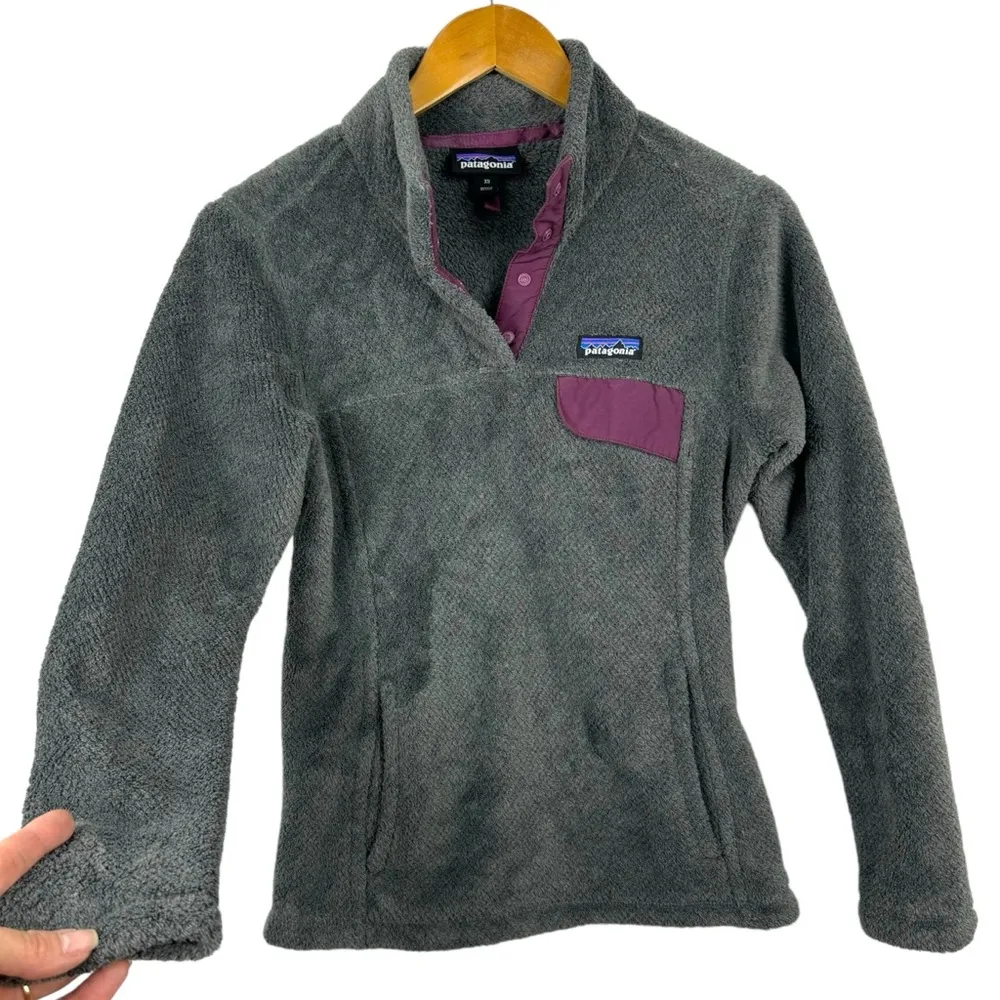 Patagonia Re-Tool Snap-T Pullover Polartec Fleece Gray Magenta Women's XSmall - Image 5