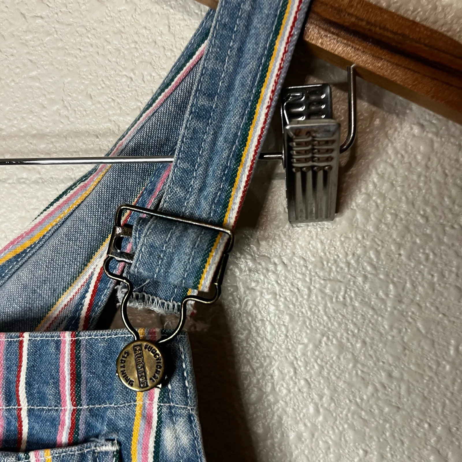 Palmetto’s Vintage denim striped overalls shorts L14 / MODERN WOMENS XS Blue - Image 4