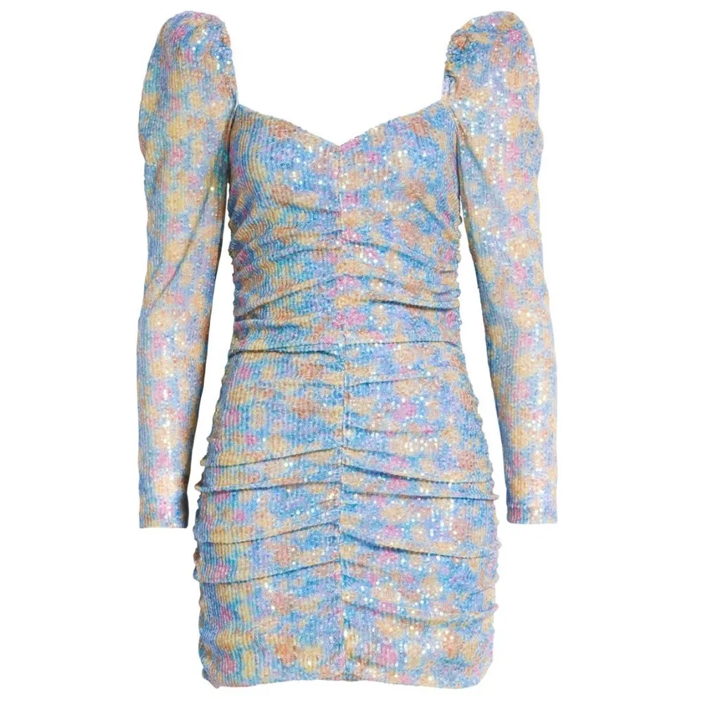 NEW SAYLOR Floral Sequin Long Sleeve Minidress in Blue Multi, Size M New w/Tag - Image 3