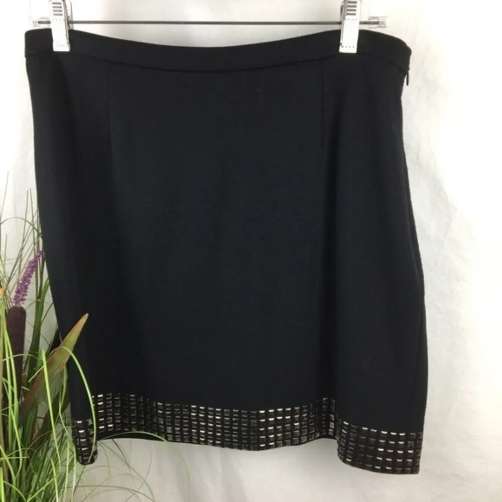 Michael Kors Black & Silver Metal Metallic Hem Above Knee Skirt 8 - Image 3