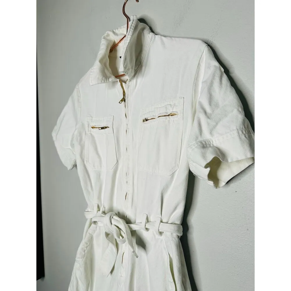 A. P. C. White Denim 100% Cotton Short Romper Combinaison Hills Romper Size 40 - Image 8