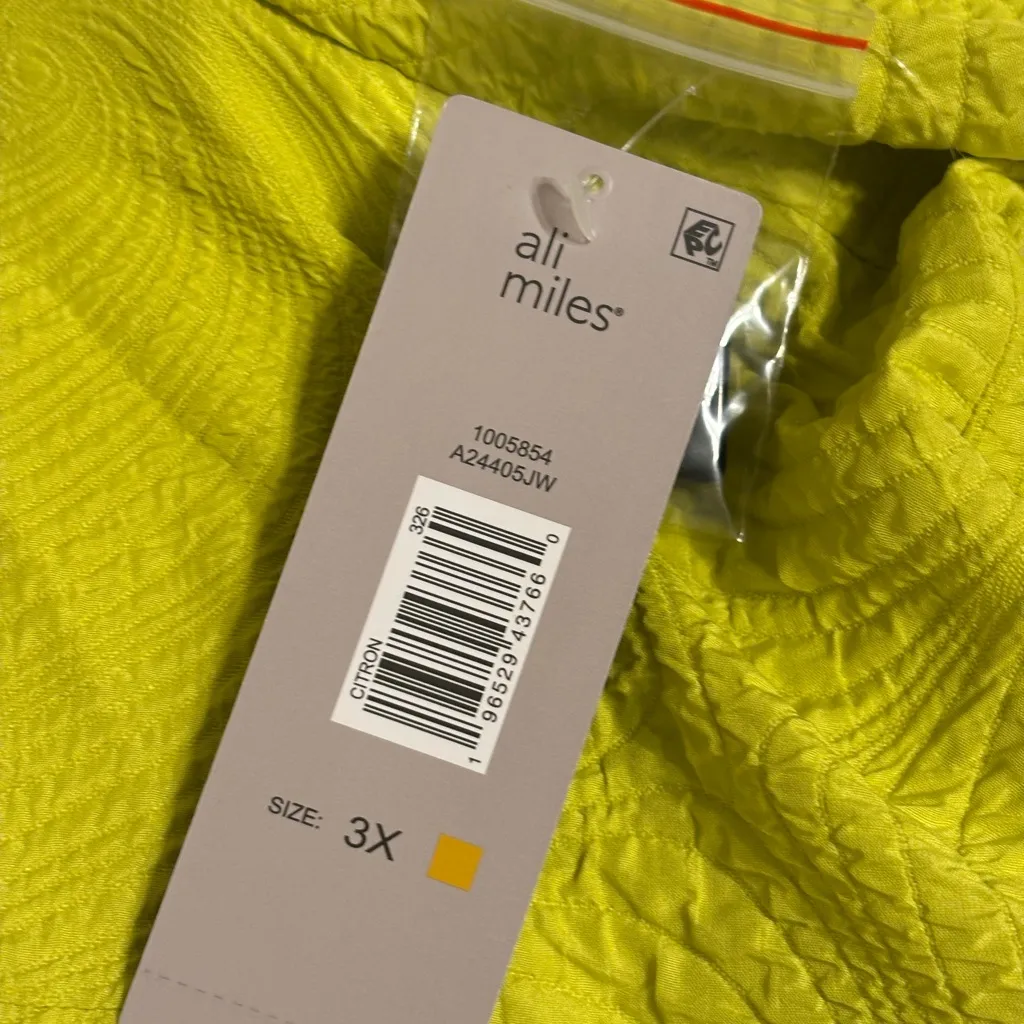 Ali Miles Citron Textured Open Front Jacket Cardigan 3X NWT Green - Image 4